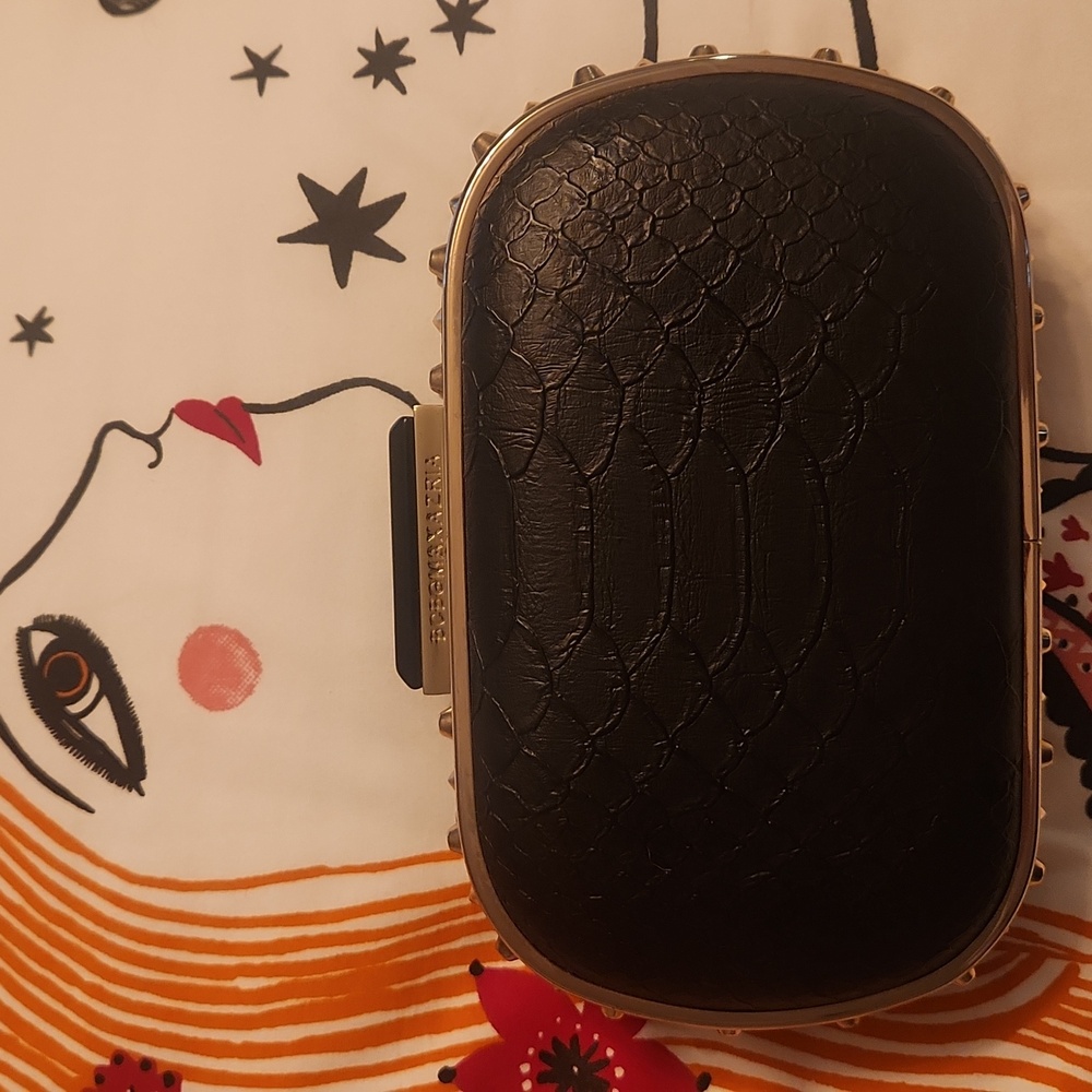 BCBG Black Clutch with Gold Accents